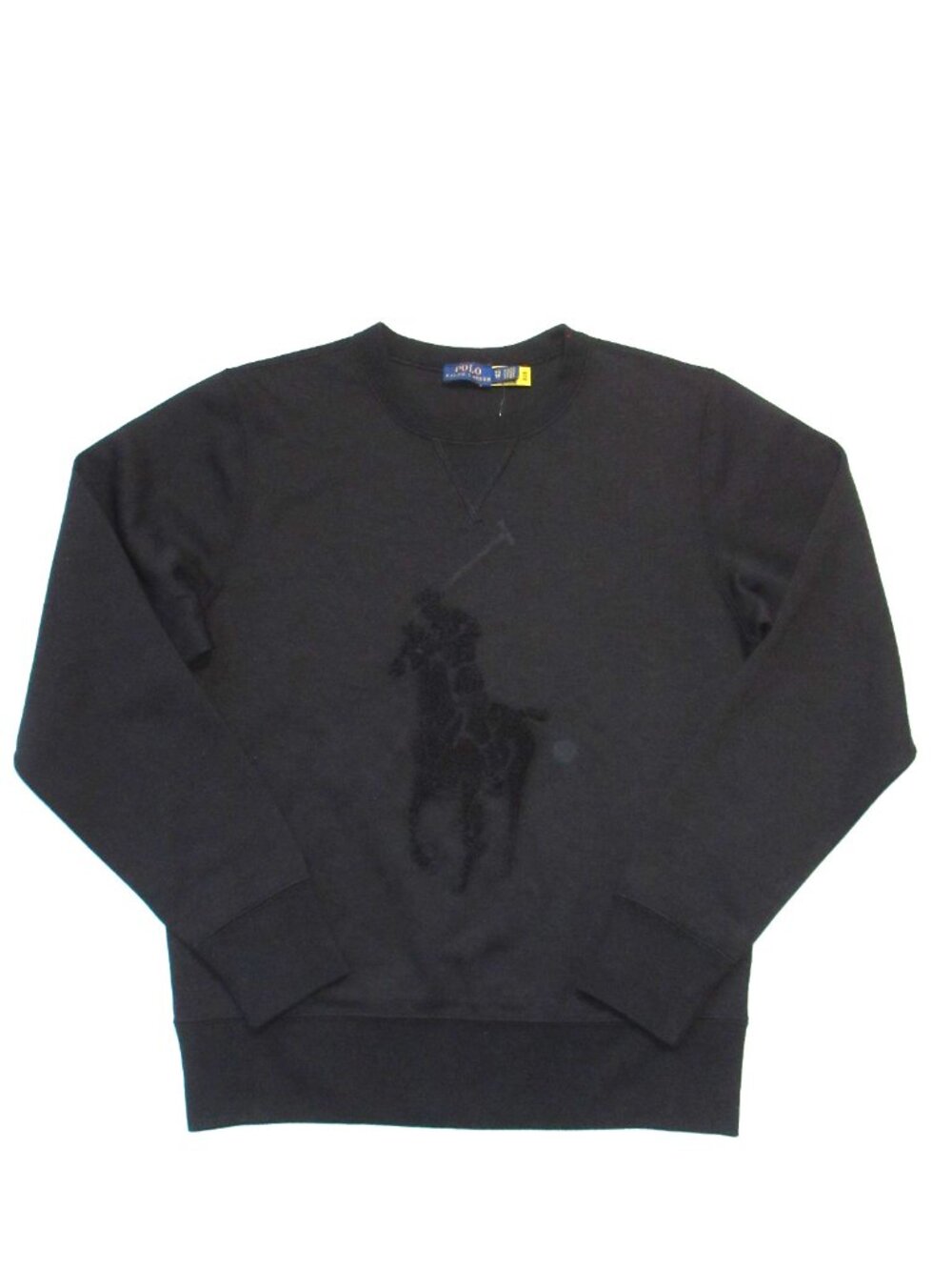 NWT Polo Ralph Lauren Women's Big Pony Sweatshirt in Black Tonal Pullover XS